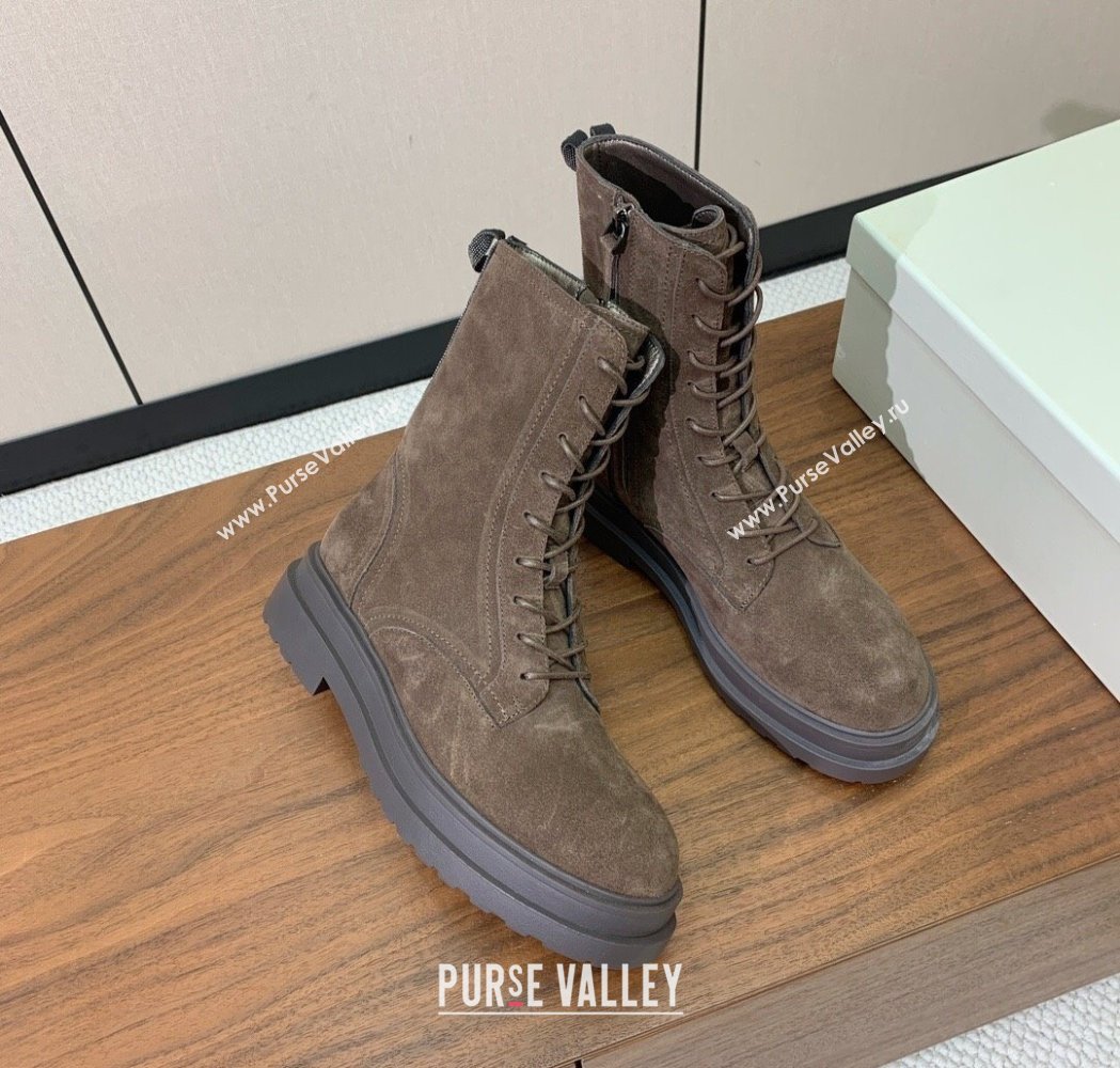 Brunello Cucinelli Suede Laced-up Ankle Boots Dark Brown 2025 BC120902 (HH-251209021)