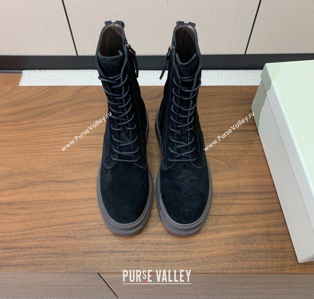 Brunello Cucinelli Suede Laced-up Ankle Boots Black 2025 BC120902 (HH-251209022)