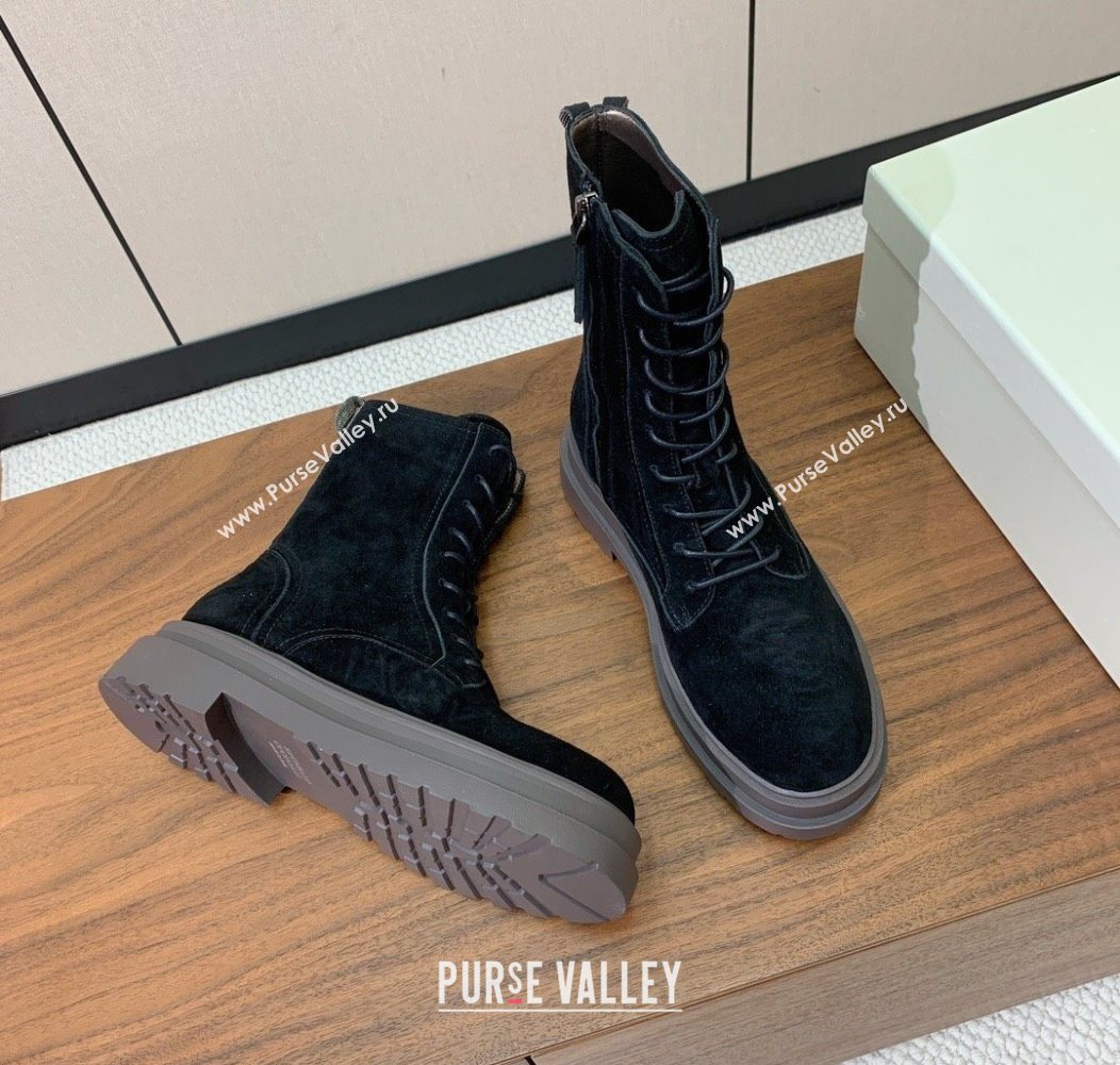 Brunello Cucinelli Suede Laced-up Ankle Boots Black 2025 BC120902 (HH-251209022)