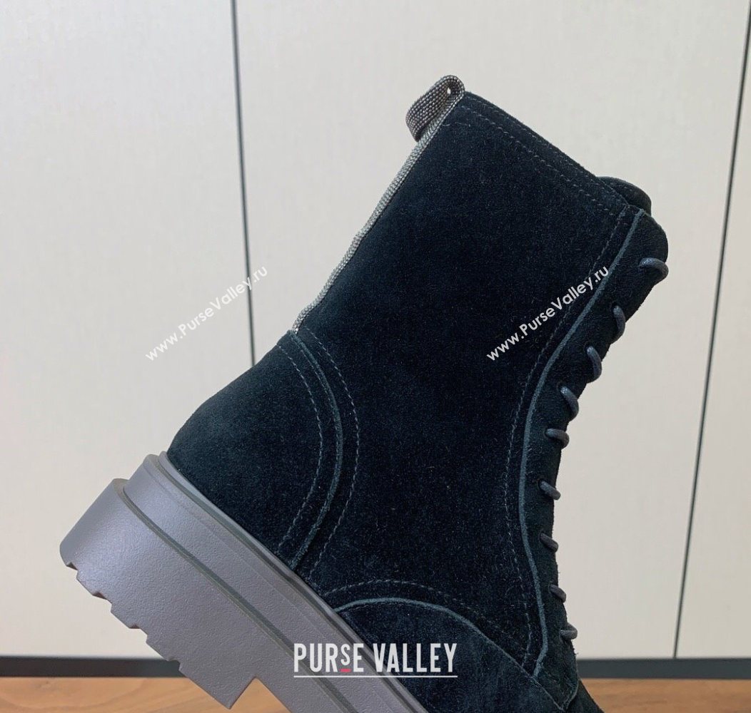 Brunello Cucinelli Suede Laced-up Ankle Boots Black 2025 BC120902 (HH-251209022)