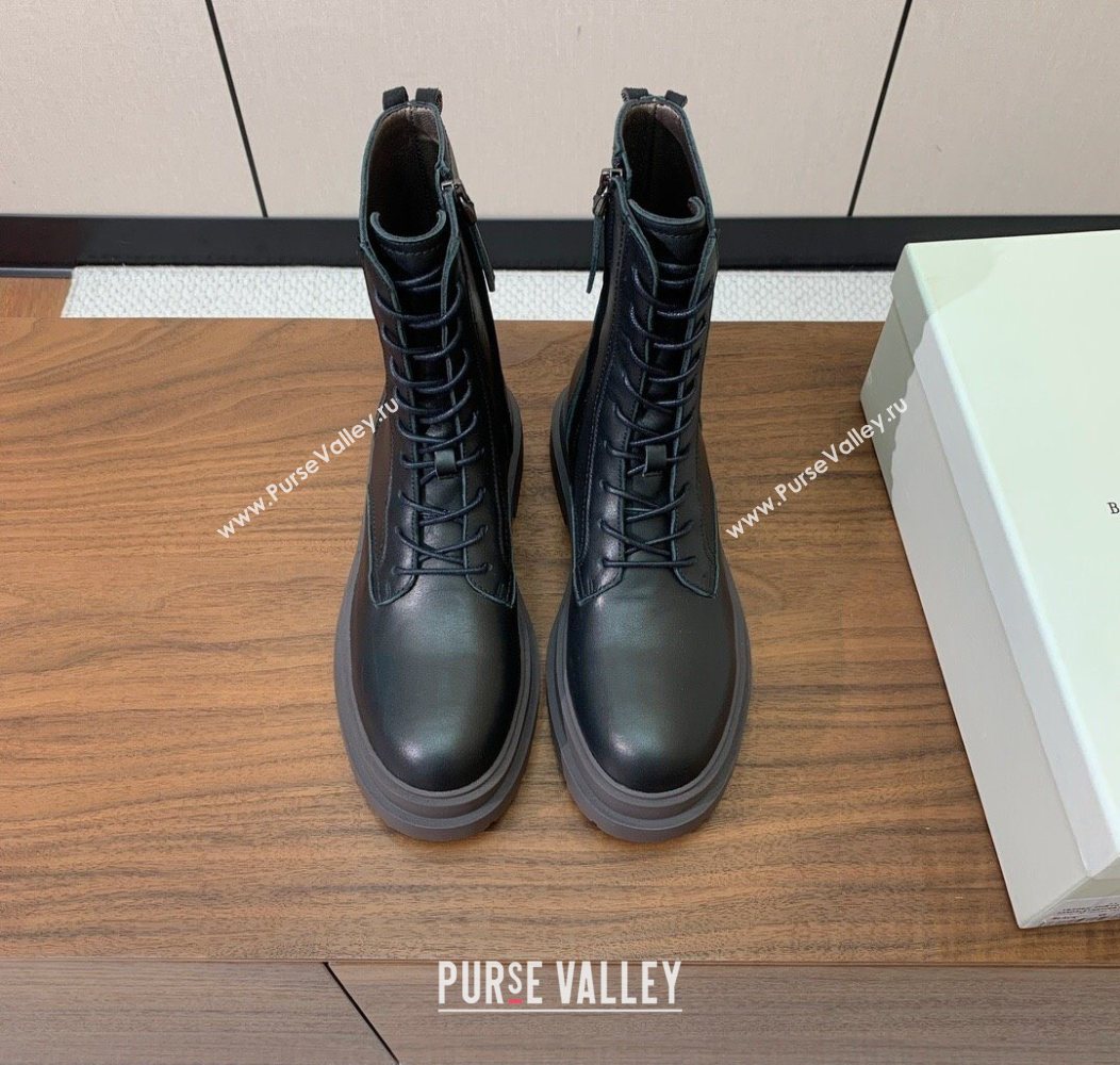 Brunello Cucinelli Leather Laced-up Ankle Boots Black 2025 BC120902 (HH-251209024)