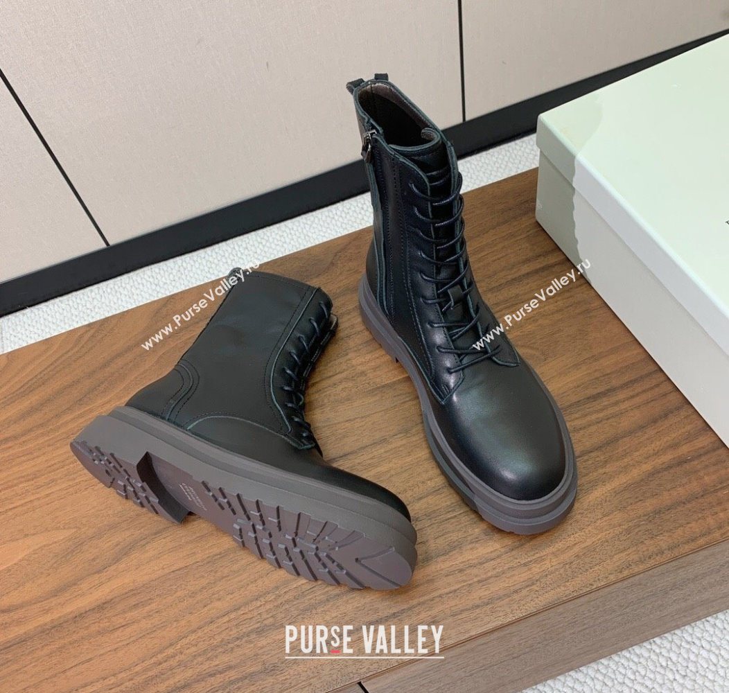 Brunello Cucinelli Leather Laced-up Ankle Boots Black 2025 BC120902 (HH-251209024)