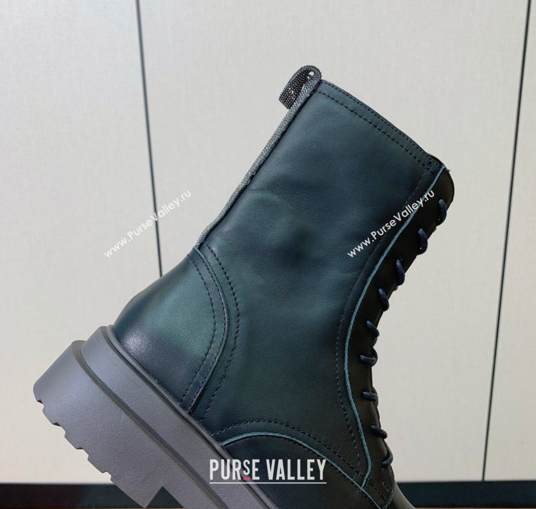 Brunello Cucinelli Leather Laced-up Ankle Boots Black 2025 BC120902 (HH-251209024)