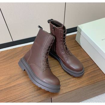 Brunello Cucinelli Leather Laced-up Ankle Boots Brown 2025 BC120902 (HH-251209025)