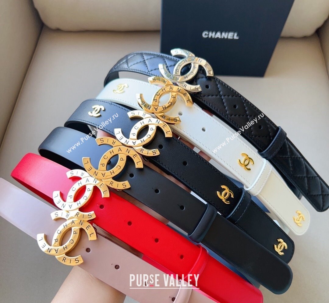 Chanel Pharrell Leather Belt 3cm with Logo CC Buckle Black 2 2023 1028 (99-231028029)