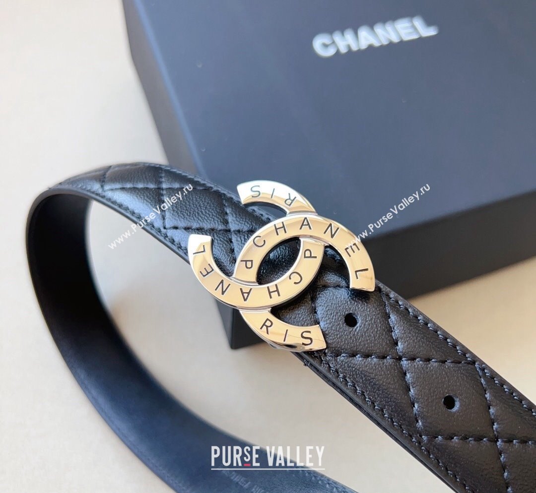 Chanel Pharrell Quilted Leather Belt 3cm with Logo CC Buckle Black 2023 1028 (99-231028031)