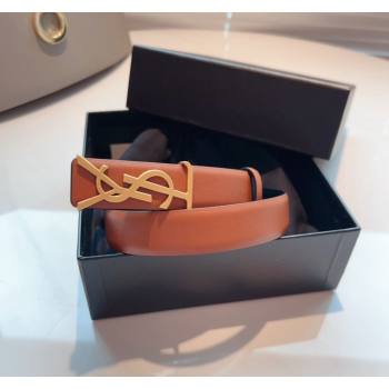 Saint Laurent Opyum Leather Belt 2.5cm with YSL Buckle Brown 2024 040802 (99-240408119)