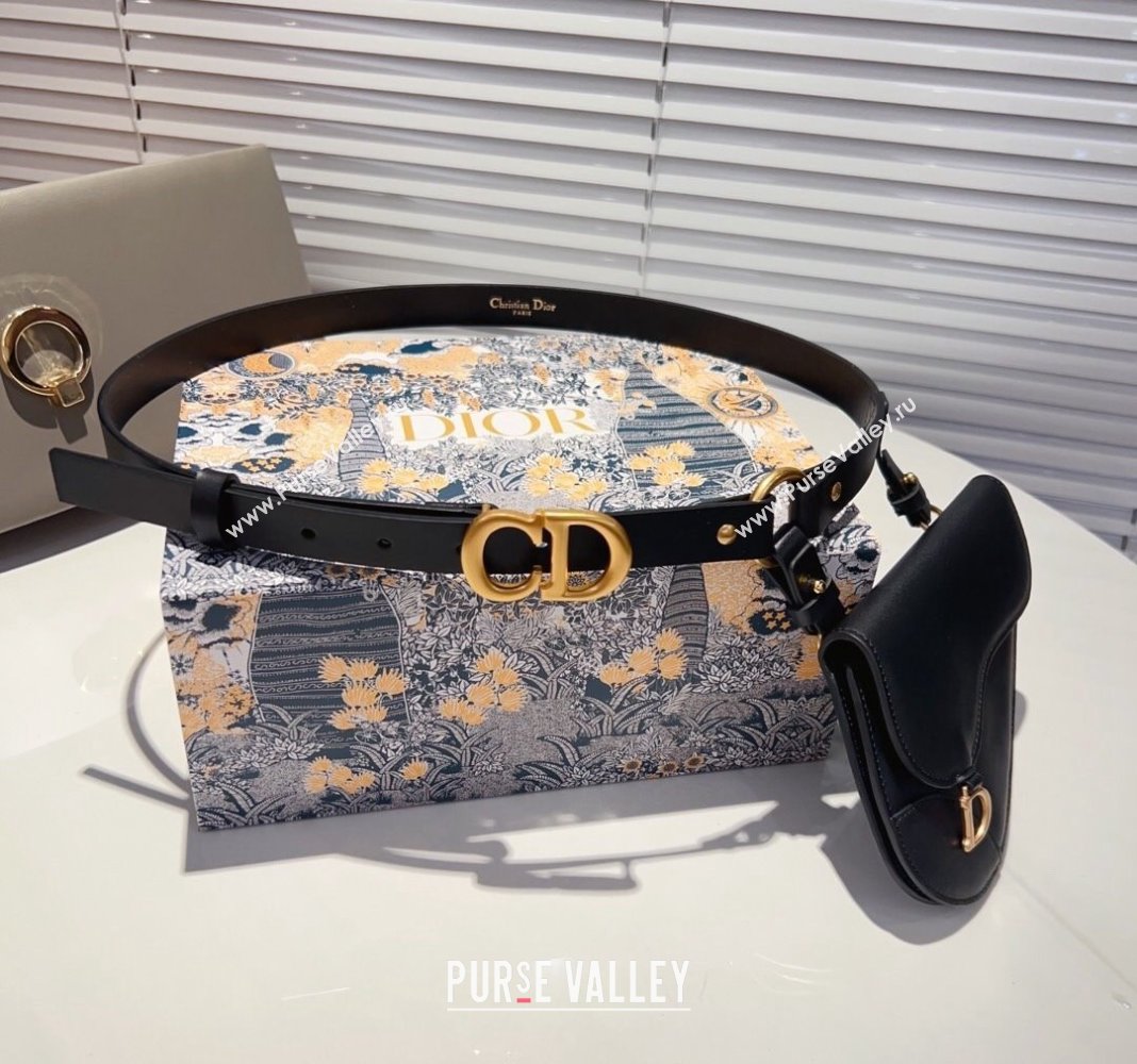 Dior Saddle Bag Belt in Calfskin Black/Brown 2024 0408 (99-240408128)