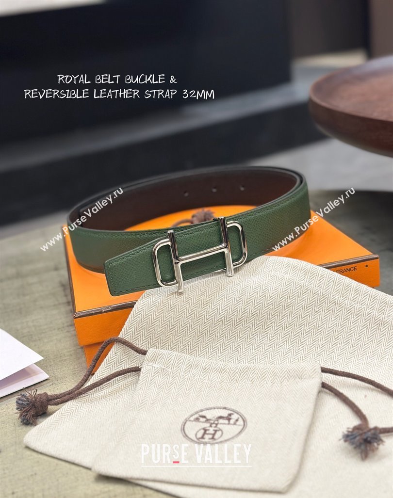 Hermes Boucle De Ceinture Reversible Belt 3.2cm in Calf Leather Black/Silver 2024 0408 (99-240408071)