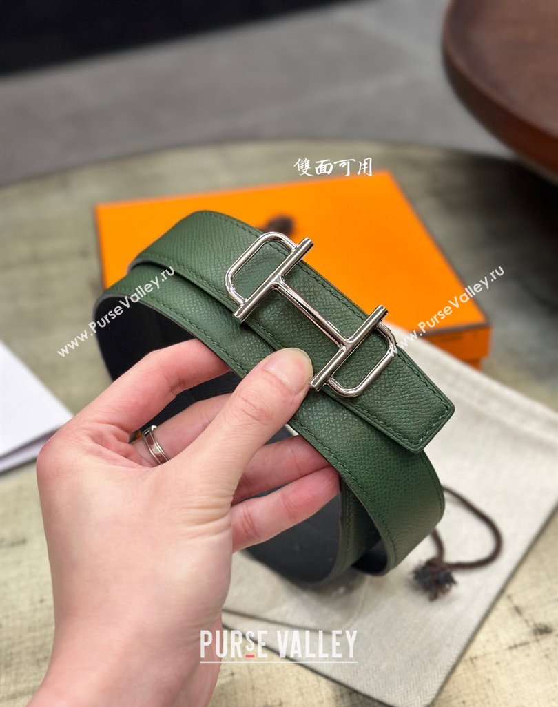 Hermes Boucle De Ceinture Reversible Belt 3.2cm in Calf Leather Black/Silver 2024 0408 (99-240408071)