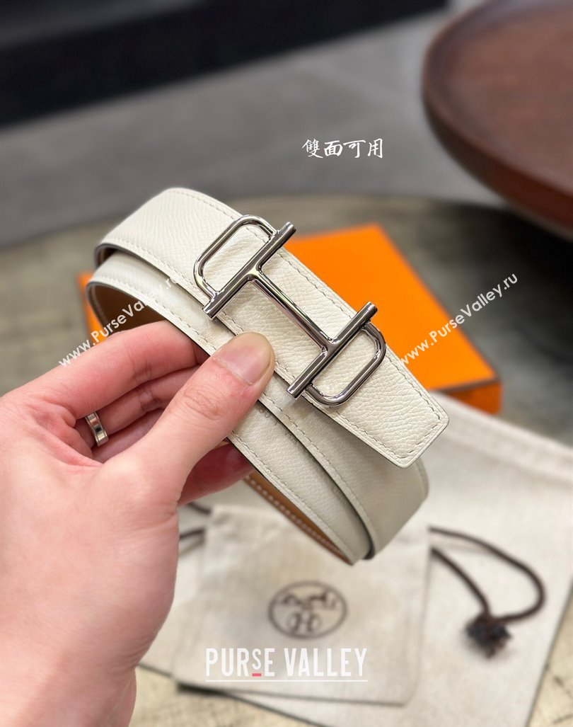 Hermes Boucle De Ceinture Reversible Belt 3.2cm in Calf Leather Brown/Silver 2024 0408 (99-240408072)