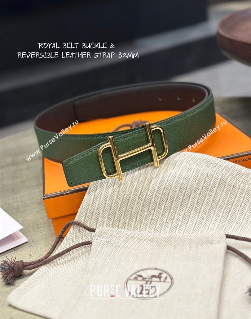 Hermes Boucle De Ceinture Reversible Belt 3.2cm in Calf Leather Black/Gold 2024 0408 (99-240408074)