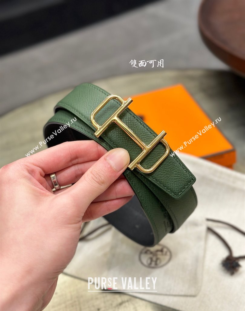 Hermes Boucle De Ceinture Reversible Belt 3.2cm in Calf Leather Black/Gold 2024 0408 (99-240408074)