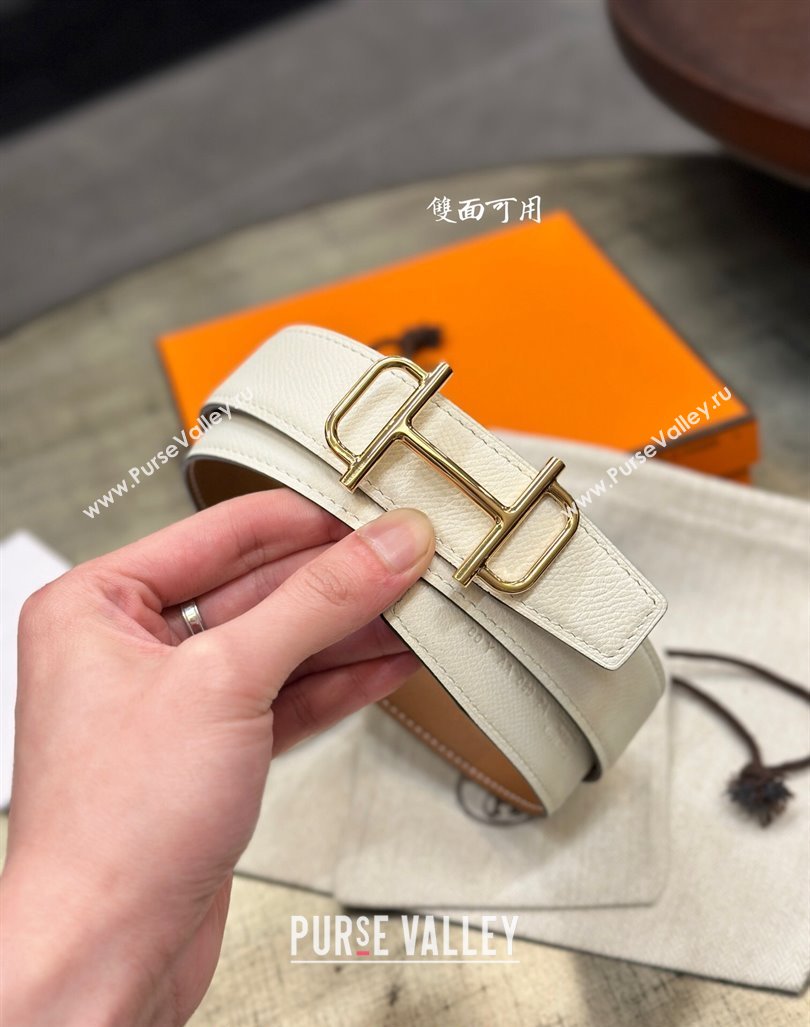 Hermes Boucle De Ceinture Reversible Belt 3.2cm in Calf Leather Brown/Gold 2024 0408 (99-240408075)