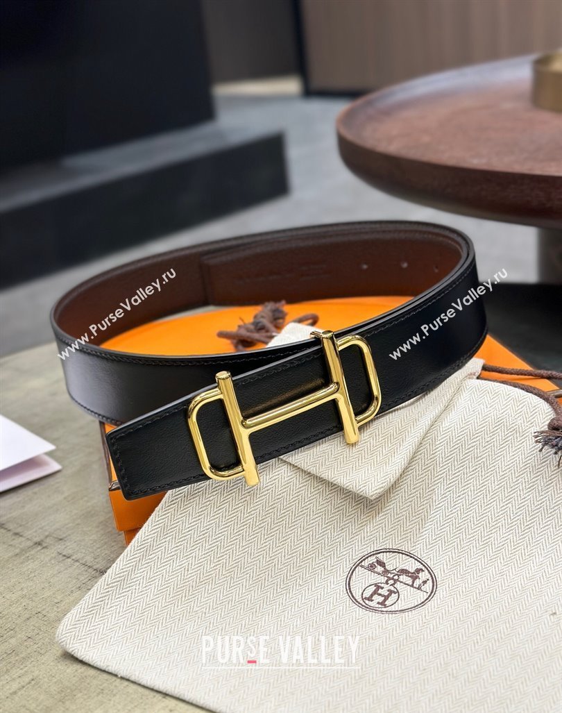 Hermes Boucle De Ceinture Reversible Belt 3.2cm in Leather Chocolate 2024 0408 (99-240408078)