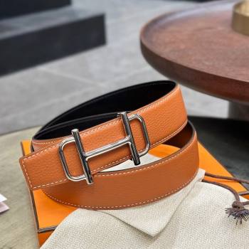 Hermes Boucle De Ceinture Reversible Belt 3.2cm in Leather Brown/Black 2024 0408 (99-240408079)