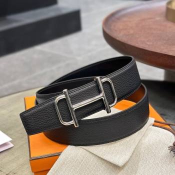 Hermes Boucle De Ceinture Reversible Belt 3.2cm in Leather Black 2 2024 0408 (99-240408080)