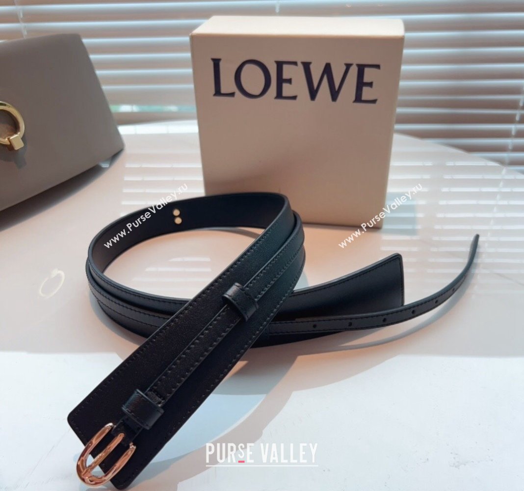 Loewe Wide Belt 7cm in Calfskin Leather Black 2024 0408 (99-240408063)