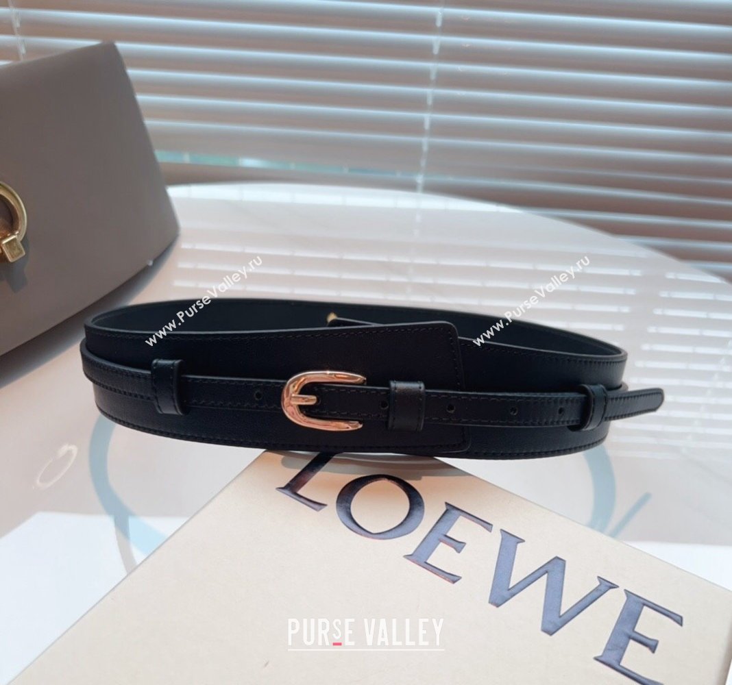 Loewe Wide Belt 7cm in Calfskin Leather Black 2024 0408 (99-240408063)