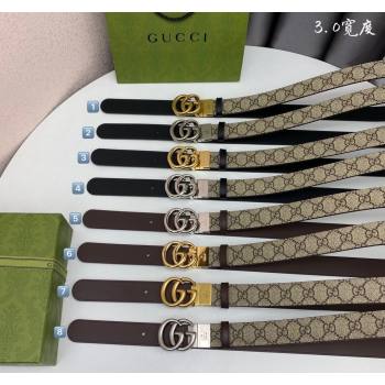 Gucci GG Canvas Belt 3cm with GG Buckle 2024 040802 (99-240408086)