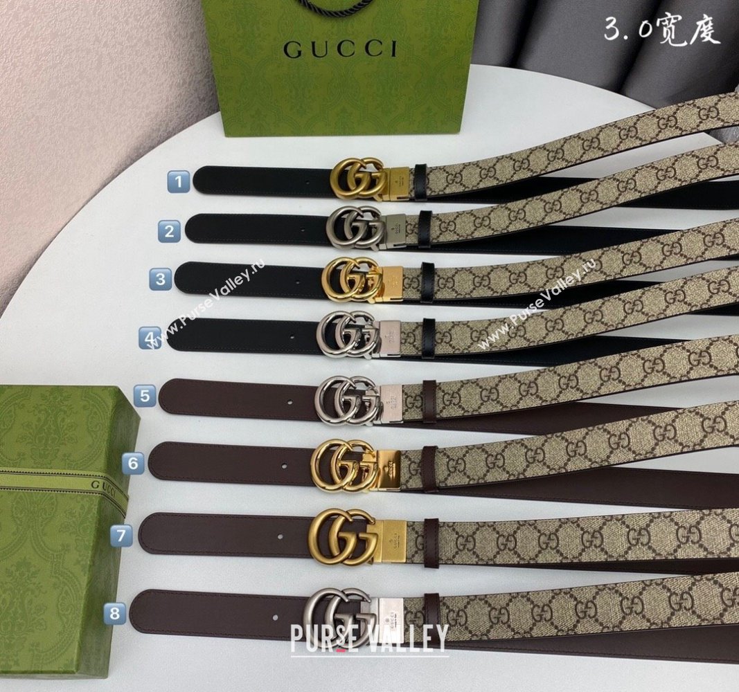 Gucci GG Canvas Belt 3cm with GG Buckle 2024 040802 (99-240408086)