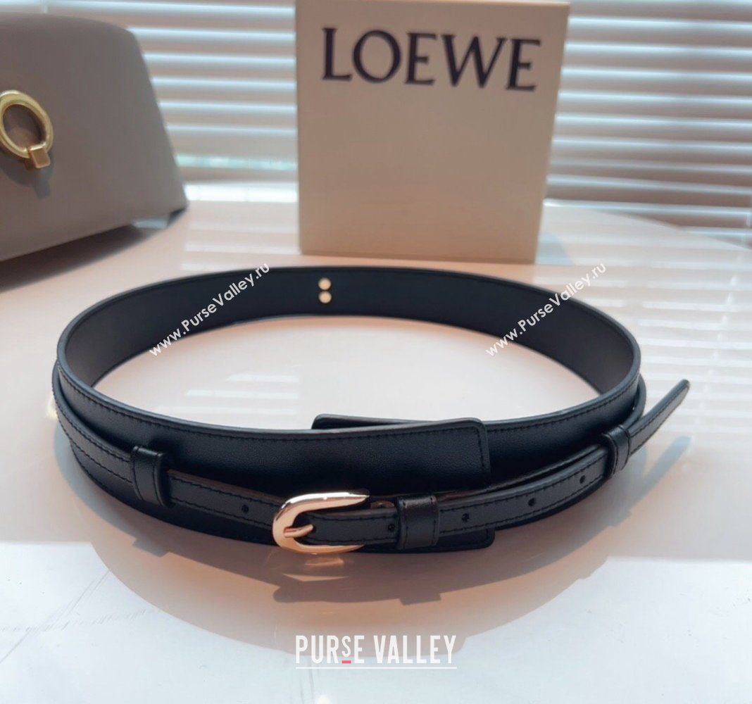Loewe Wide Belt 7cm in Calfskin Leather Black 2024 0408 (99-240408063)