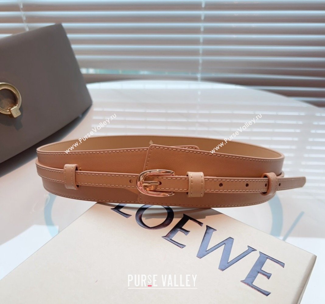 Loewe Wide Belt 7cm in Calfskin Leather Nude 2024 0408 (99-240408064)