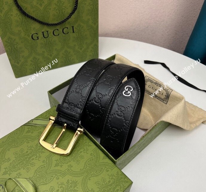 Gucci GG Leather Belt 4cm 2024 040805 (99-240408087)