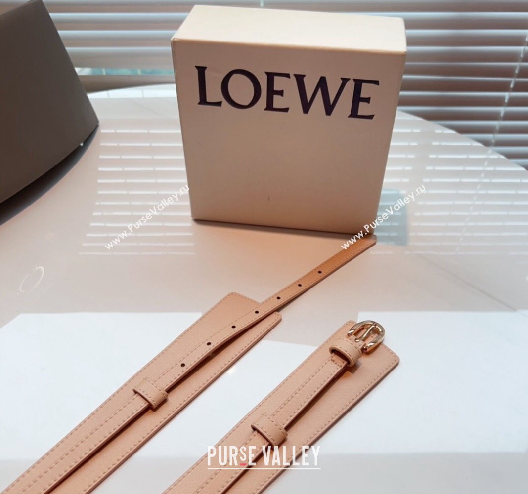 Loewe Wide Belt 7cm in Calfskin Leather Nude 2024 0408 (99-240408064)