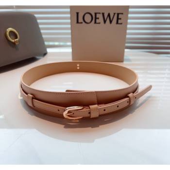 Loewe Wide Belt 7cm in Calfskin Leather Nude 2024 0408 (99-240408064)