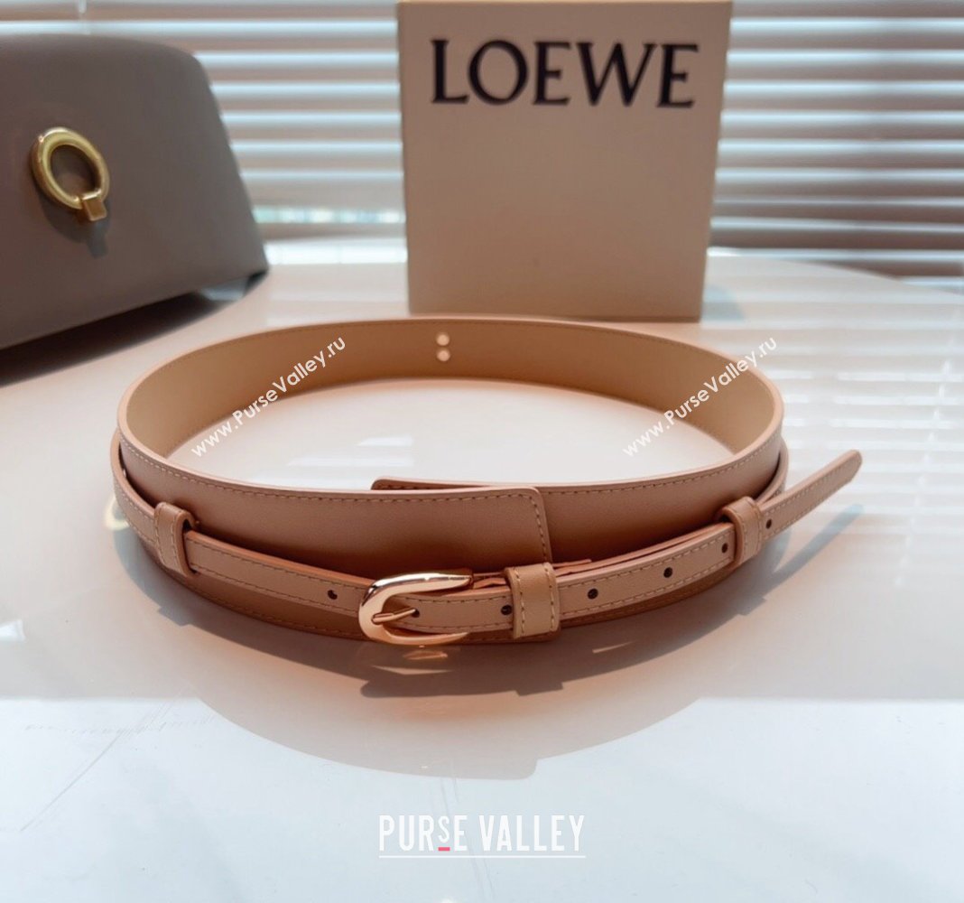 Loewe Wide Belt 7cm in Calfskin Leather Nude 2024 0408 (99-240408064)