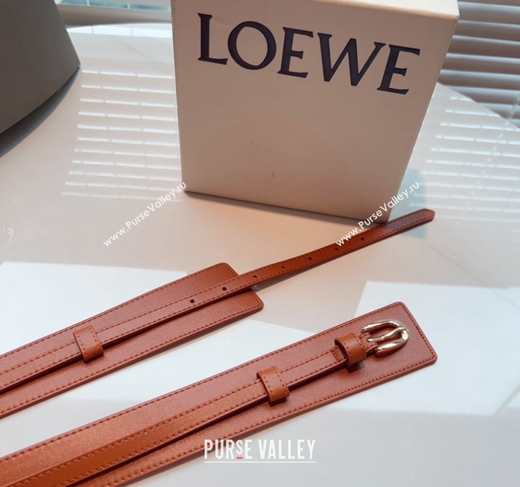Loewe Wide Belt 7cm in Calfskin Leather Brown 2024 0408 (99-240408065)