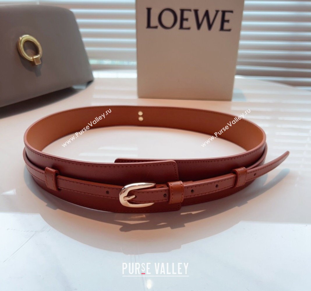 Loewe Wide Belt 7cm in Calfskin Leather Brown 2024 0408 (99-240408065)