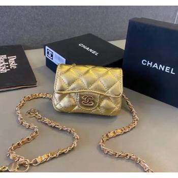 Chanel Quilted Metallic Leather Belt Bag Gold 2024 0408 (99-240408129)