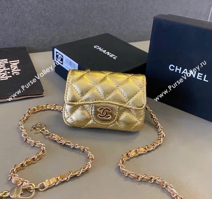 Chanel Quilted Metallic Leather Belt Bag Gold 2024 0408 (99-240408129)