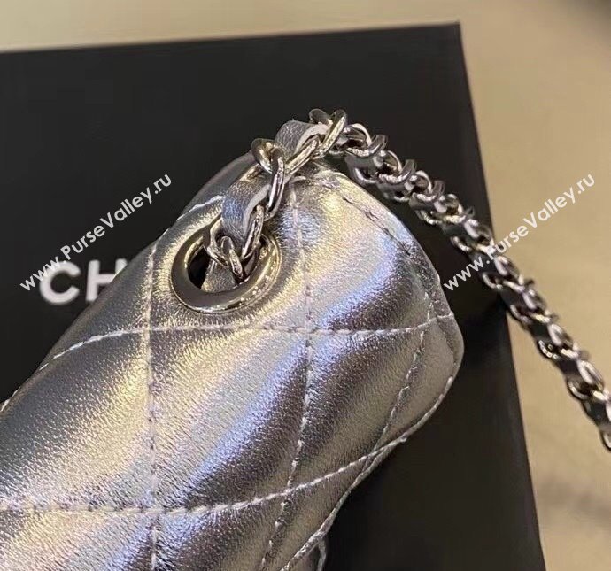 Chanel Quilted Metallic Leather Belt Bag Silver 2024 0408 (99-240408130)