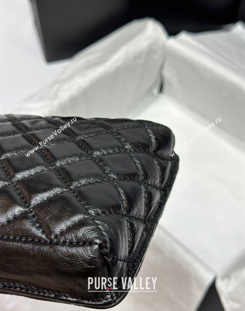 Chanel Quilted Leather Phone Holder Wallet WOC on Chain Set Black 2023 0407 (99-240408131)
