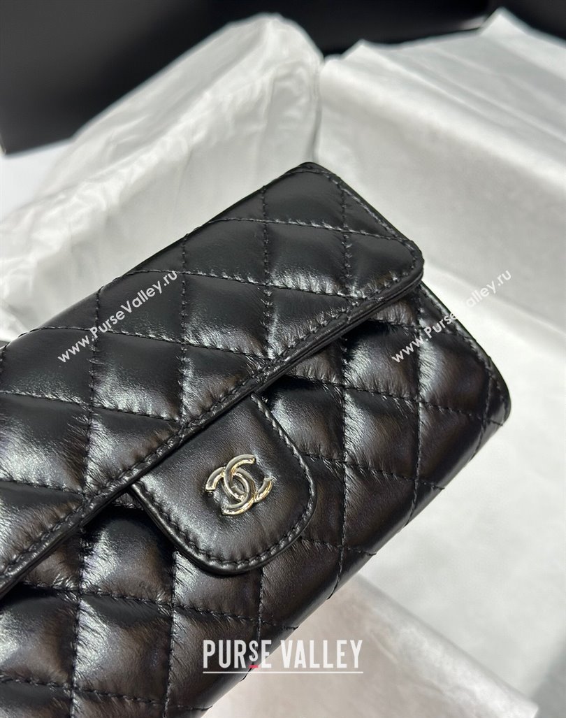 Chanel Quilted Leather Phone Holder Wallet WOC on Chain Set Black 2023 0407 (99-240408131)