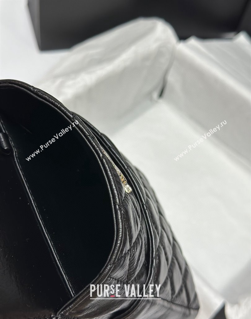 Chanel Quilted Leather Phone Holder Wallet WOC on Chain Set Black 2023 0407 (99-240408131)