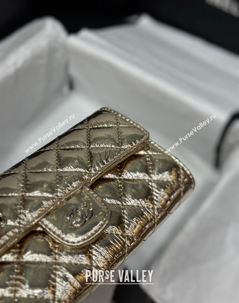 Chanel Quilted Leather Phone Holder Wallet WOC on Chain Set Gold 2023 0407 (99-240408133)