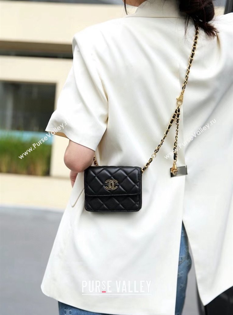 Chanel Quilted Leather Belt Bag with Star Black 2024 0408 (99-240408134)