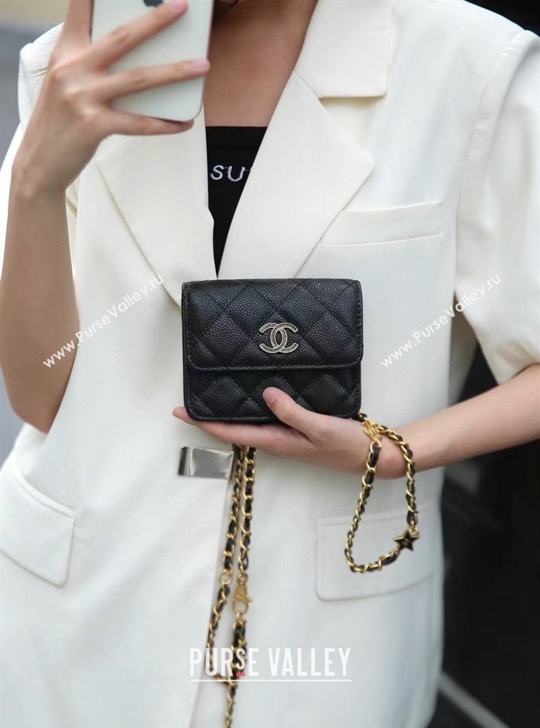 Chanel Quilted Leather Belt Bag with Star Black 2024 0408 (99-240408134)