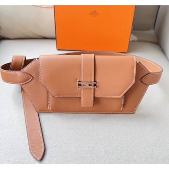 Hermes Elan Pocket 24 Pouch Belt in Swift Leather Brown/Silver 2024 (99-240510100)