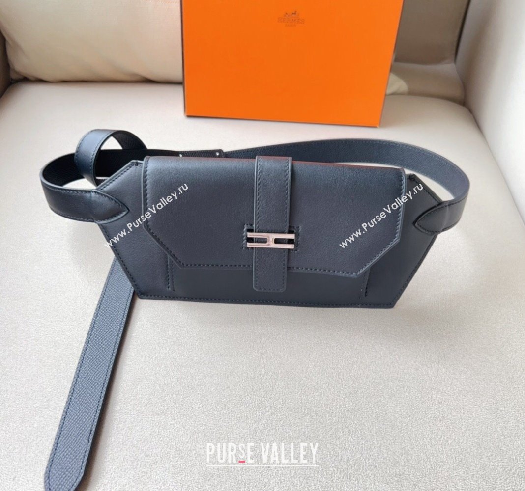 Hermes Elan Pocket 24 Pouch Belt in Swift Leather Black/Silver 2024 (99-240510101)