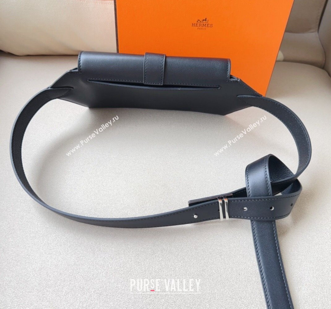 Hermes Elan Pocket 24 Pouch Belt in Swift Leather Black/Silver 2024 (99-240510101)