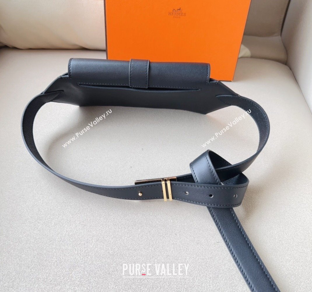 Hermes Elan Pocket 24 Pouch Belt in Swift Leather Black/Silver 2024 (99-240510101)