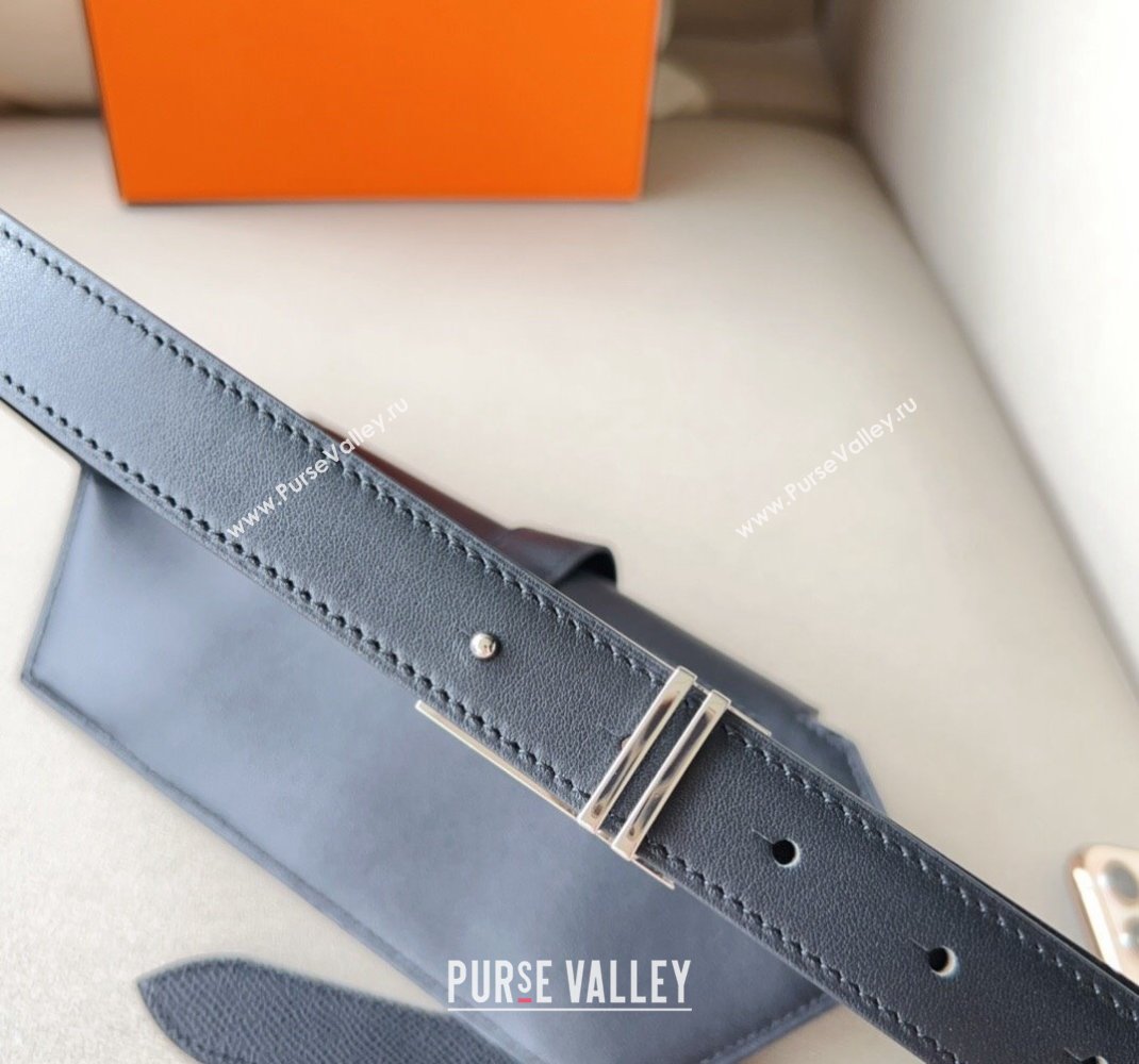 Hermes Elan Pocket 24 Pouch Belt in Swift Leather Black/Silver 2024 (99-240510101)