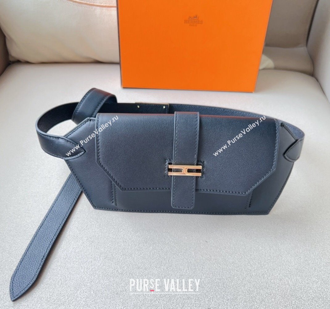 Hermes Elan Pocket 24 Pouch Belt in Swift Leather Black/Silver 2024 (99-240510101)