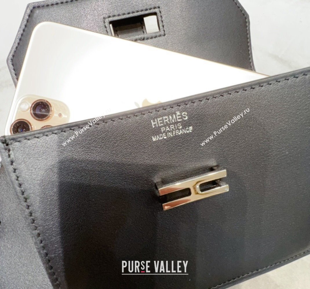 Hermes Elan Pocket 24 Pouch Belt in Swift Leather Black/Silver 2024 (99-240510101)