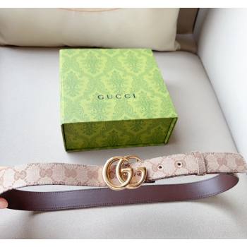 Gucci GG Canvas Belt 3cm with GG Buckle Beige/Gold 2024 050903 (99-240509161)